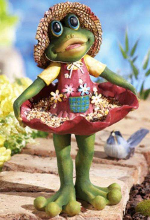 Frog Birdfeeder Garden Statue
