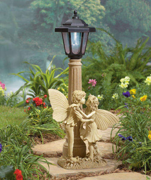 Solar Kissing Fairies Statue