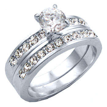 ** Read B4 Bidding ** 2.50ctw Diamond ZrO2 & Swarovski Crystal Ring Set / Size 7