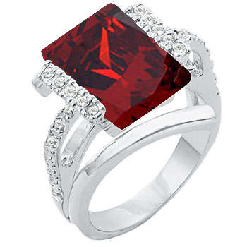 ** Read B4 Bidding ** 17.50ctw Garnet & Diamond ZrO2 Ring / Size 8