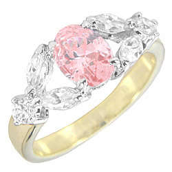 ** Read B4 Bidding ** 3.75ctw Pink Diamond & Diamond ZrO2 Ring / Size 7