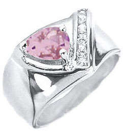 ** Read B4 Bidding ** 3.00ctw Pink Diamond & Diamond ZrO2 Ring / Size 7
