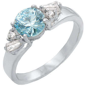 ** Read B4 Bidding ** 3.00ctw Aquamarine & Diamond ZrO2 Ring / Size 5