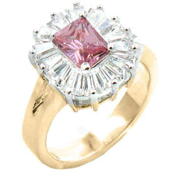 ** Read B4 Bidding ** 4.00ctw Pink Diamond & Diamond ZrO2 Ring / Size 10