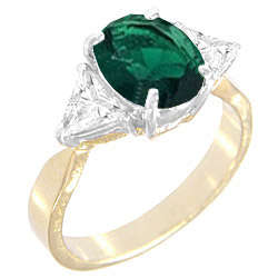 ** Read B4 Bidding ** 6.00ctw Emerald & Diamond ZrO2 Ring / Size 6