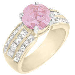 ** Read B4 Bidding ** Designer 5.00ctw Pink Diamond & Diamond ZrO2 Ring / Size 10