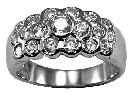 ** Read B4 Bidding ** Sterling Silver DESIGNER Diamond & Diamond ZrO2 Ring / Size 8