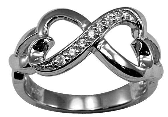 ** Read B4 Bidding ** Sterling Silver "Open Heart Collection" Diamond & Diamond ZrO2 Ring / Size 9