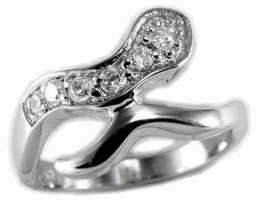 ** Read B4 Bidding ** Sterling Silver "Open Heart Collection" Diamond & Diamond ZrO2 Ring / Size 9