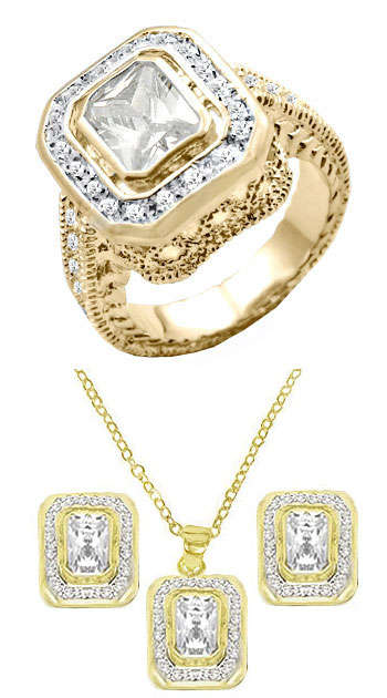 ** Read B4 Bidding ** Swarovski Austrian Crystal SET / Necklace, Earrings & Ring