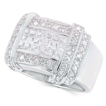 THINK CHRISTMAS!  .925 S/S Diamond & Diamond ZrO2 Ring / Size 7, 8, 9, 10, 11, 12