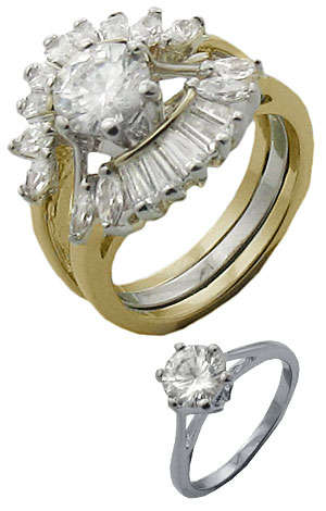 THINK CHRISTMAS! 5.25ctw Diamond & Diamond ZrO2 Ring Set / Size 9