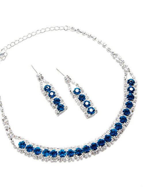 THINK CHRISTMAS!  Regal Blue & Diamond ZrO2 Necklace & Earrings Set