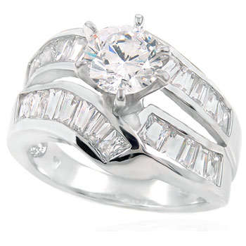 ** Read B4 Bidding ** Sterling Silver Diamond & Diamond ZrO2 Ring / Size 5
