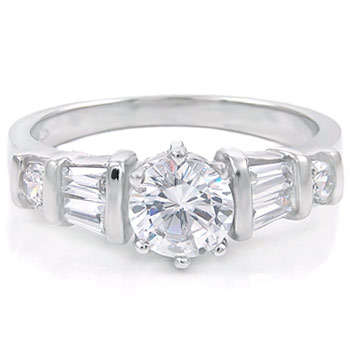 ** Read B4 Bidding ** Sterling Silver Diamond & Diamond ZrO2 Ring / Size 6