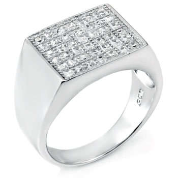 ** Read B4 Bidding ** Sterling Silver Diamond & Diamond ZrO2 Ring / Size 7