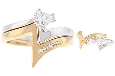 ** Read B4 Bidding ** 2.50ctw Diamond ZrO2 & Swarovski Austrian Crystal Ring Set / Size 10
