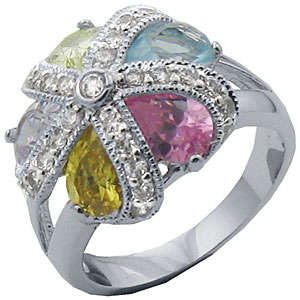 ** Read B4 Bidding ** 8.00ctw Multi- & Diamond ZrO2 Ring / Size 8