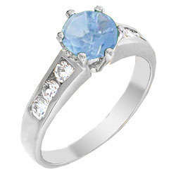 ** Read B4 Bidding ** 3.25ctw Brazilian Blue & Diamond ZrO2 Ring / Size 6