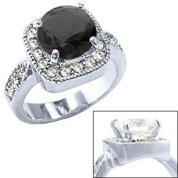 ** Read B4 Bidding ** 5.75ctw Black Diamond & Diamond ZrO2 Ring / Size 8
