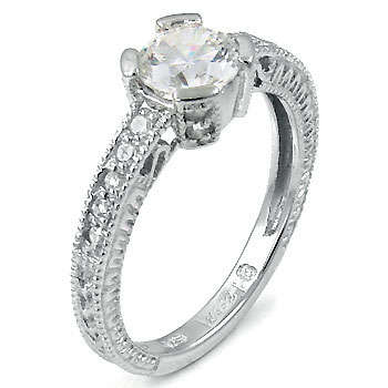 ** Read B4 Bidding ** Sterling Silver Diamond & Diamond ZrO2 Engagement Ring / Size 7