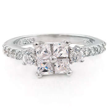 ** Read B4 Bidding ** Sterling Silver Diamond & Diamond ZrO2 Ring / Size 8