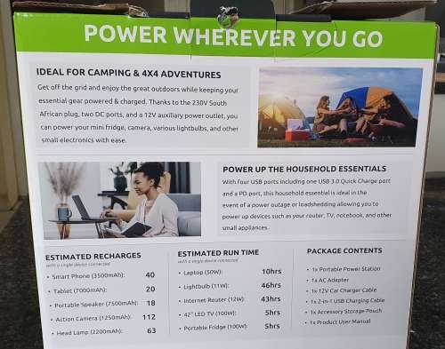 GIZZU 518Wh Portable Power Station 1 x 3 Prong SA Plug Point