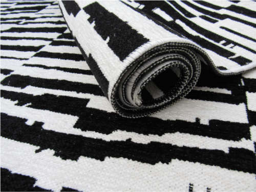 Modern Chenille Large Rug - Black & White