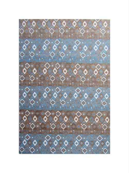 Modern Chenille Tribal Aztec Large Rug - Blue & Brown - BK Carpets & Rugs