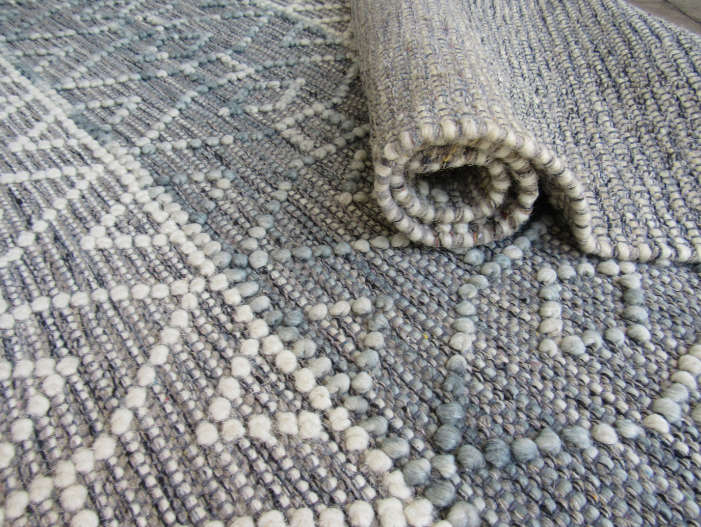 Indian Handmade White & Grey Rug