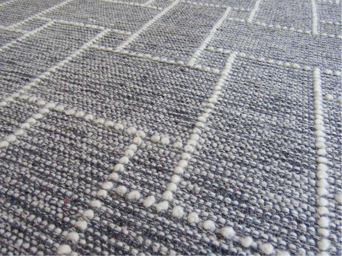 Indian Handmade White & Grey Rug