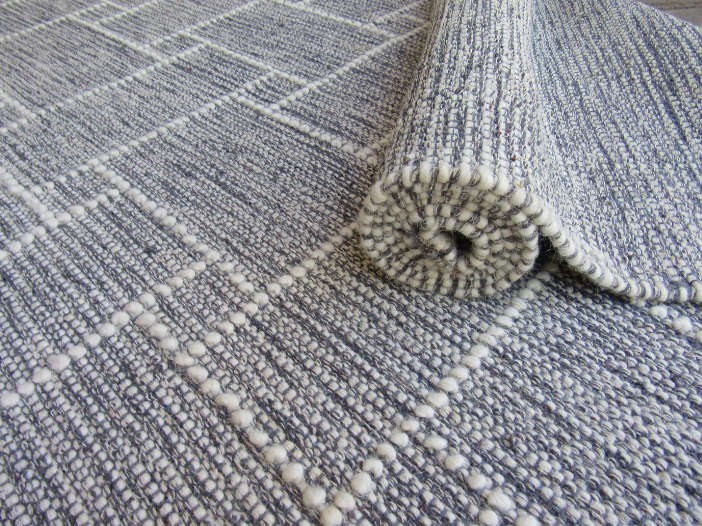 Indian Handmade White & Grey Rug