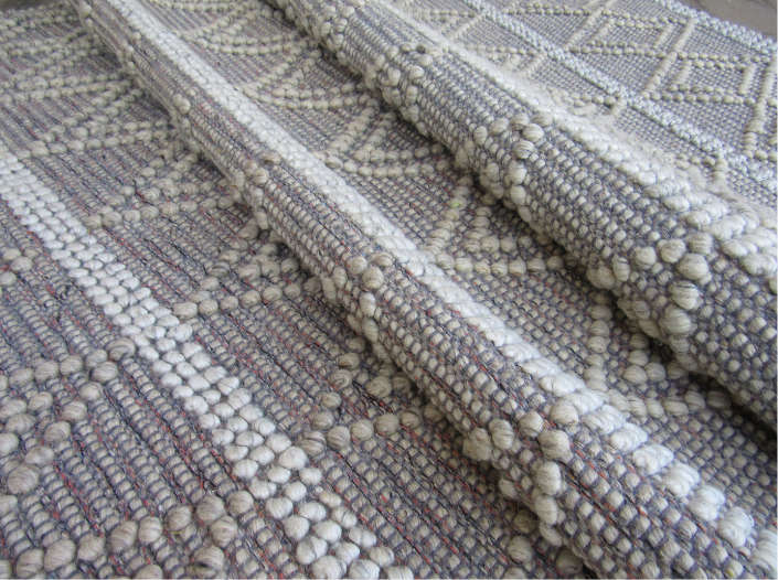 Indian Handmade White & Grey Rug