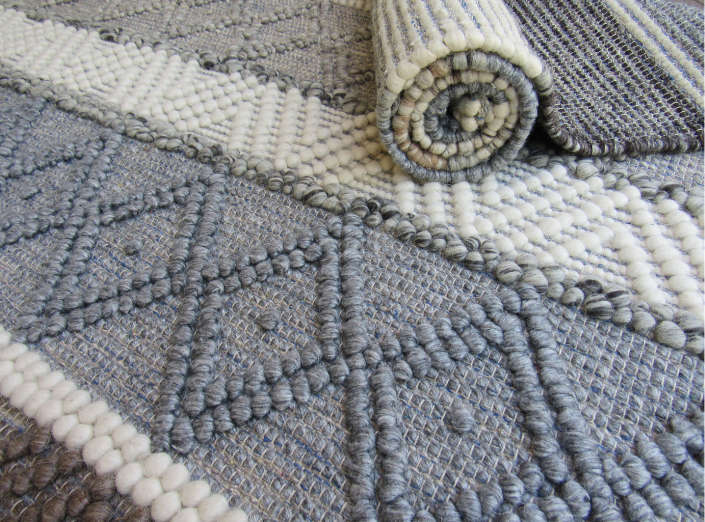 Indian Handmade White & Grey Rug