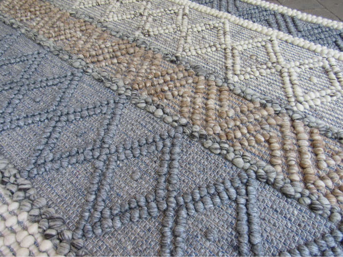 Indian Handmade White & Grey Rug