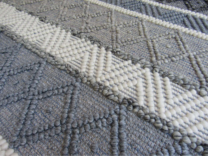 Indian Handmade White & Grey Rug