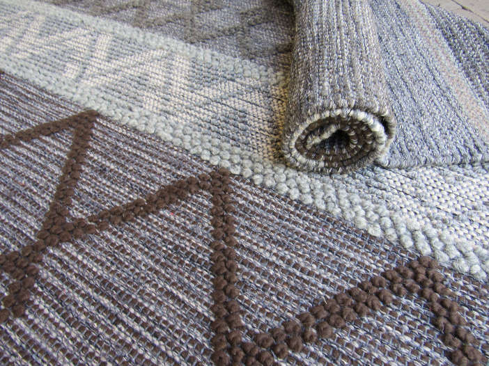 Indian Handmade White & Grey Rug