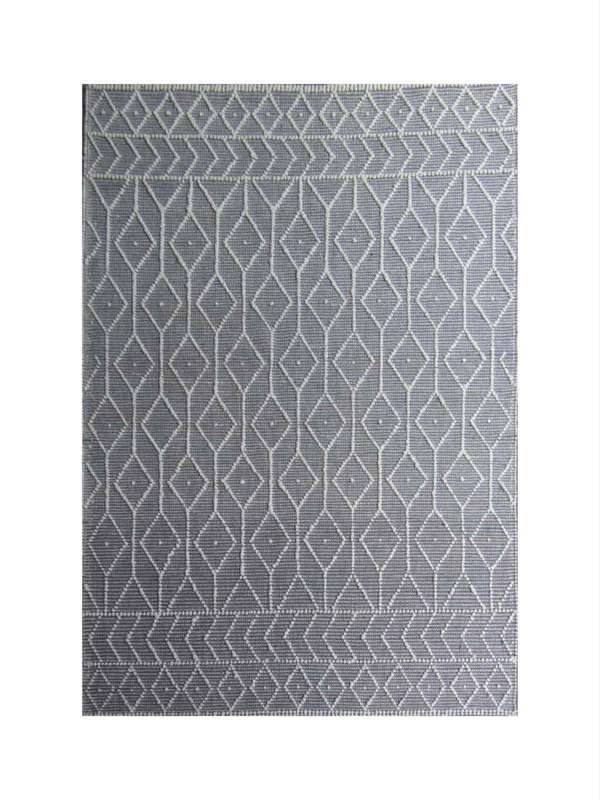 Indian Handmade White & Grey Rug (1.8 x 2.7m)