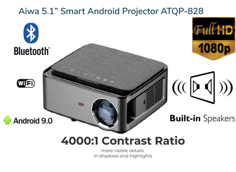 Aiwa 5.1 Smart Android Projector Full HD 1080P ATQP-828 with Universal Wall/Ceiling Mount