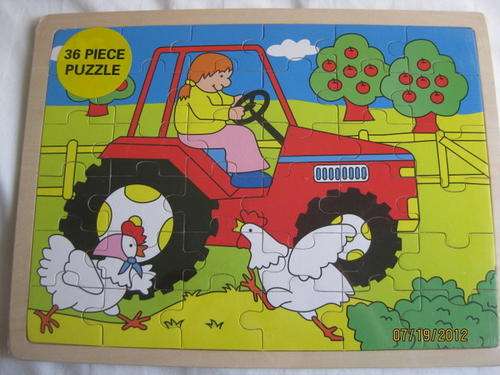 36 Piece Wooden Puzzle . Tractor on Farm
