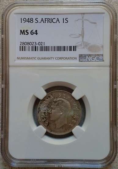 1948 Union Shilling NGC Graded MS64 - Scarce!
