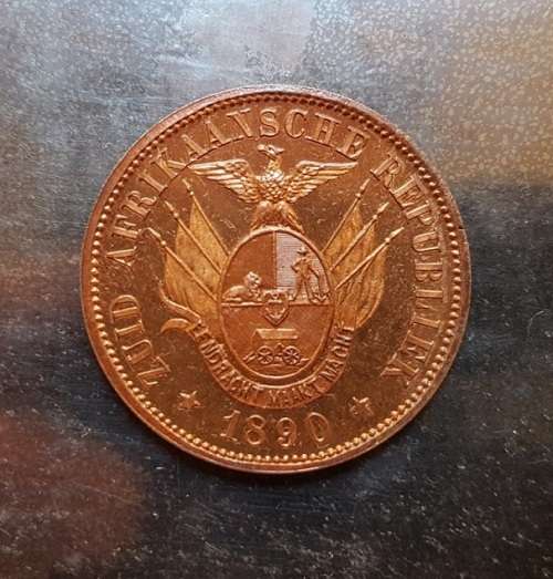 1890 ZAR Pattern Penny Proof Graded PF62