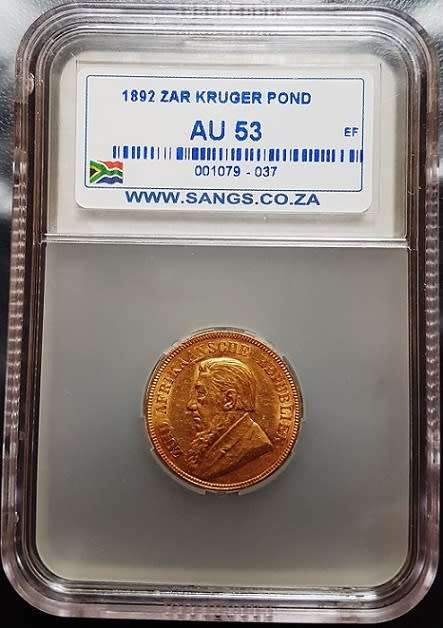 1892 ZAR Kruger Pond Graded AU53