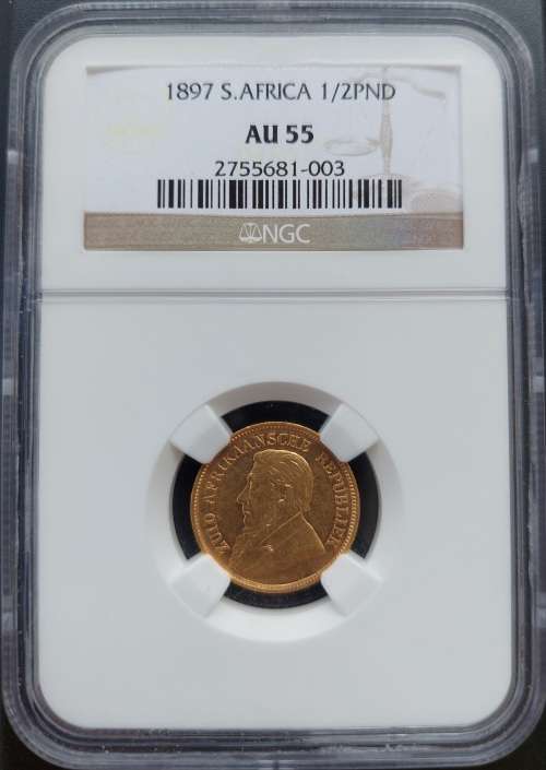 *1897 ZAR Kruger Halfpond graded AU55