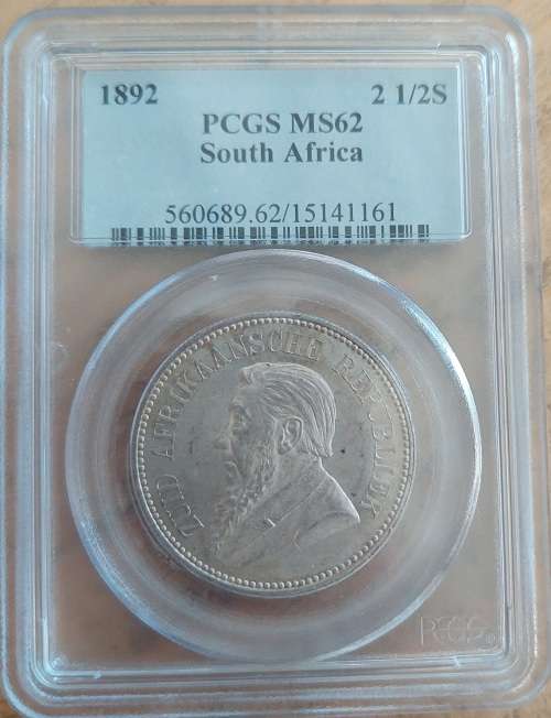 *1892 ZAR Kruger Halfcrown 2/6 PCGS Graded MS62