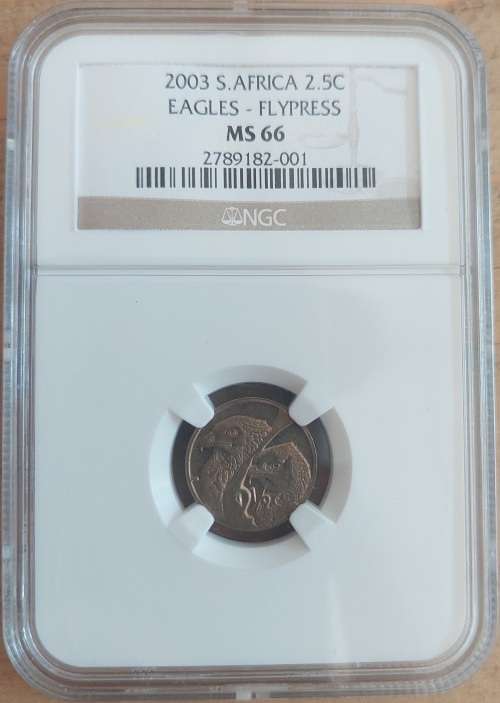 2003 SA Mint Fly Press Tickey or 2 1/2c NGC Graded MS66! Mintage 81