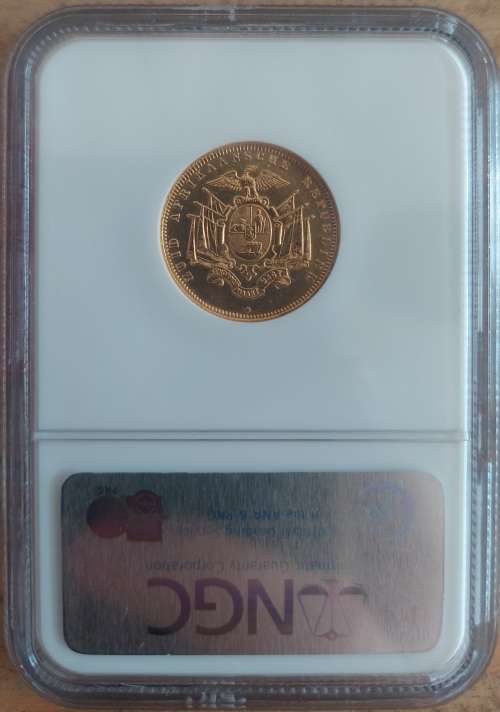 *1874 ZAR Burgers Pond Fine Beard NGC graded AU*
