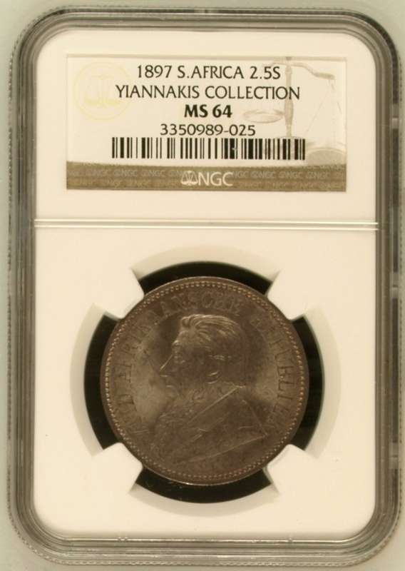 *1897 ZAR Kruger Halfcrown 2/6 NGC Graded MS64