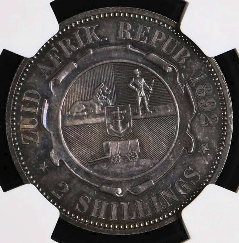 *1892 ZAR Kruger Proof 2 Shillings NGC Graded PF63