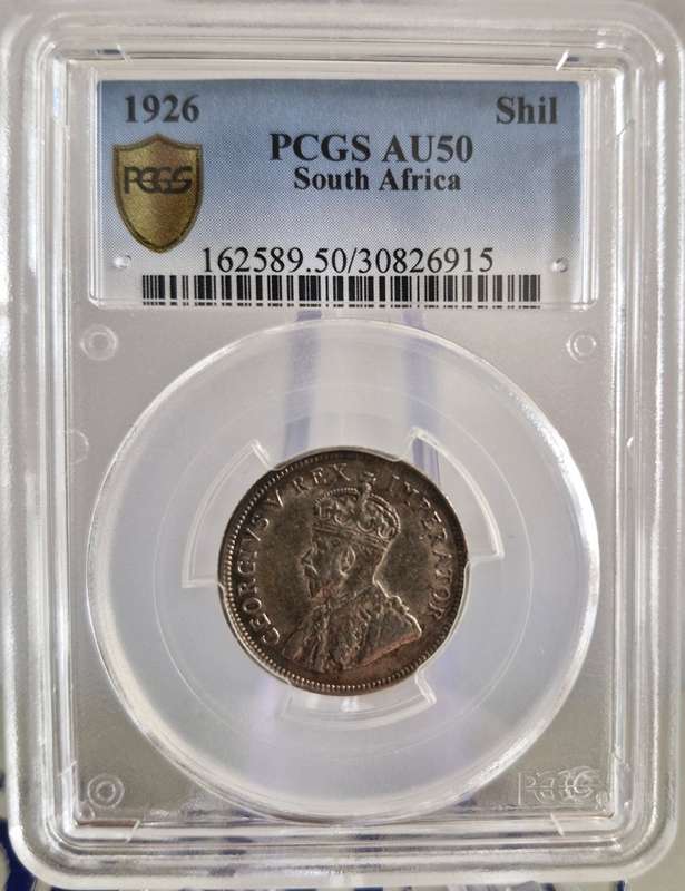 1926 Union of South Africa Shilling PCGS Graded AU